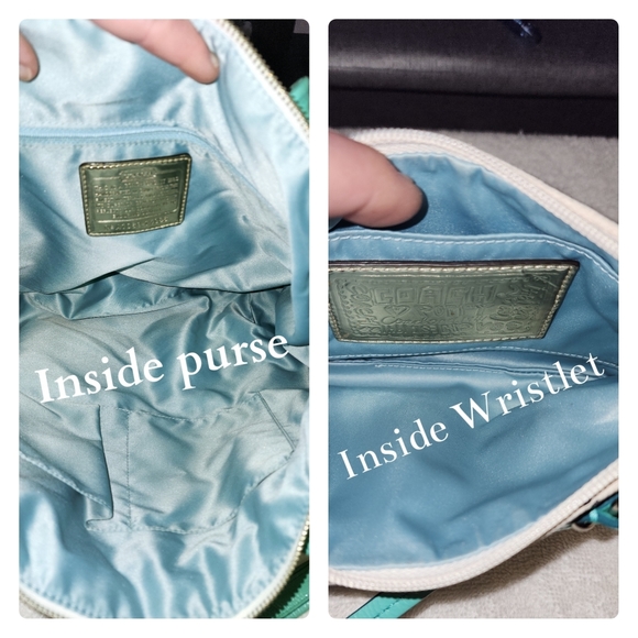 RARE 2pc "Coach Poppy is Glam" canvas/leather xl tote+wristlet + Macy's tags - Picture 9 of 16